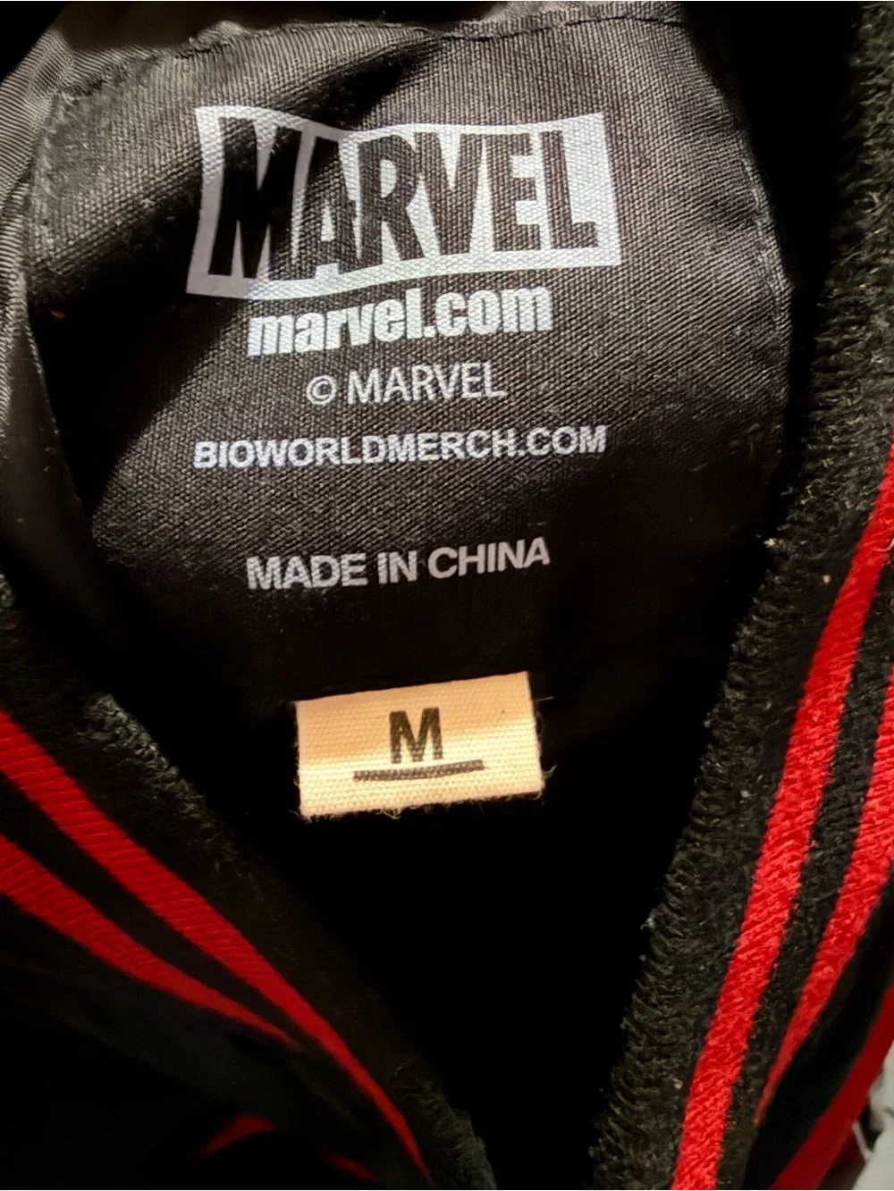 Marvel Deadpool Bomber Jacket Mens Size M Red/Black Embroidered Full Zip